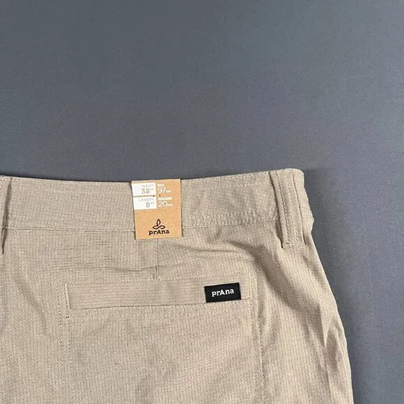 NEW PrAna Shorts Mens 40 Brown Tan 8 Inch Chino Lightweight Adventure Hybridizer - Picture 3 of 13